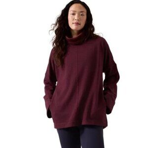 Athleta Cozy Karma Funnel Neck Spiced Cabernet Heather Pullover Sweatshirt XS
